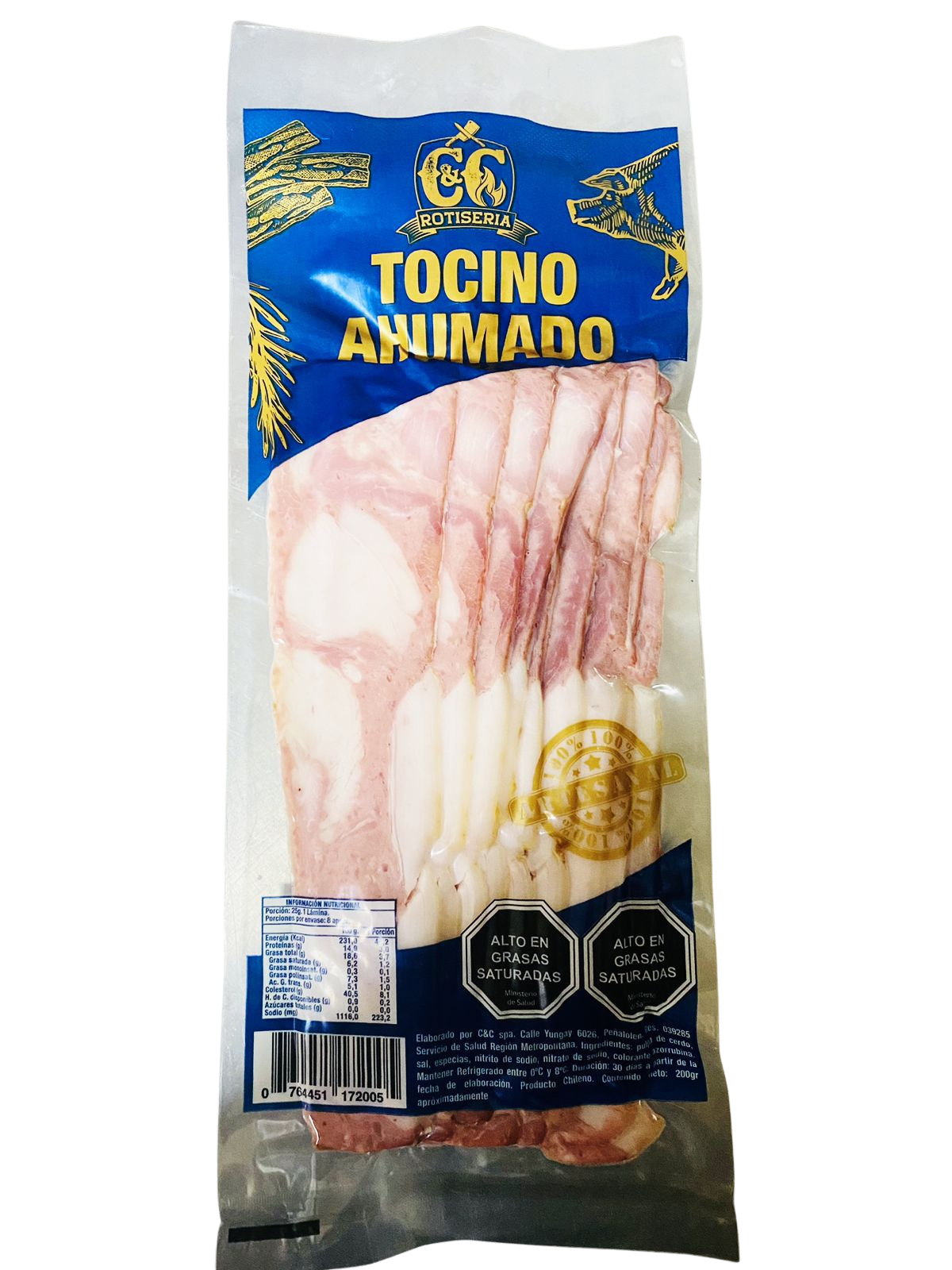 Tocino Ahumado Laminado Marca C&C - 200gr